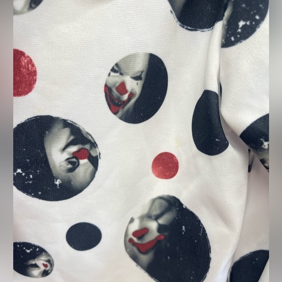 Halloween Sinister Creepy Clown Costume Long Sleeve Top with Bow Size Large - Picture 5 of 5